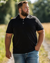 Casual Business Solid Color Basic POLO Big Men's Short Sleeve T-Shirt